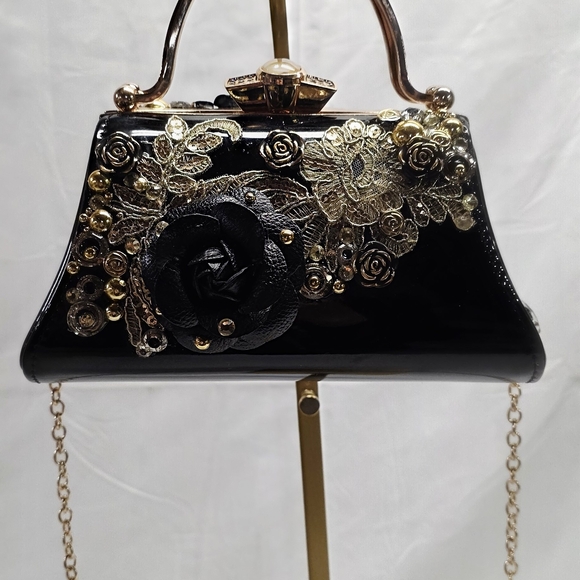 Handmade Pearl Chaos Handbag - Black Rose Baroque - Picture 4 of 8